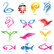 Colorful abstract animal icons
