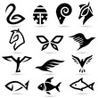 Abstract animal icons silhouettes