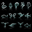 Abstract silver animal icons