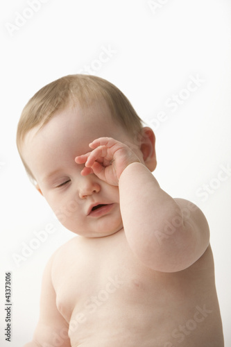 Photo: Sleepy Caucasian baby girl Sleepy Caucasian baby girl