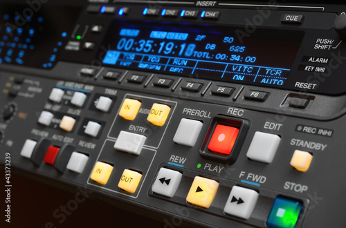 Photo: Professional video recorder. Control panel. Professional video recorder. Control panel.