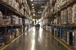 Forklift in warehouse aisle