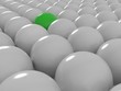 Illustration: Bola verde entre bolas blancas Bola verde entre bolas blancas