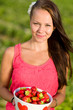 Girl and strawberries
