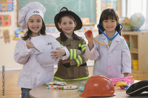 Photo: Students dressed as chef, fireman and doctor Students dressed as chef, fireman and doctor
