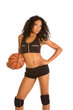 Sexy ethnic basketball player sporty female with ball