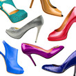 Multicolored female shoes background-4