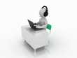 The man in the earphones with microphone video chat