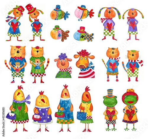 Иллюстрация: Set of cartoon characters. Artwork Set of cartoon characters. Artwork