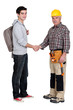 tradesman meeting his new apprentice for the first time