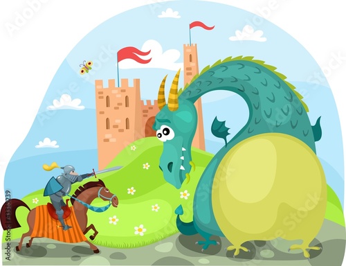 Vector: dragon and knight dragon and knight