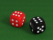 Dices on a poker table