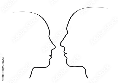 Vector: Frau und Mann im Profil Frau und Mann im Profil
