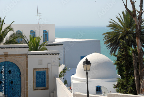 Photo: vue sur les toits de Sidi bou said et vue mer vue sur les toits de Sidi bou said et vue mer