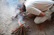 lighting a fire camp
