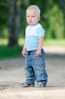 Photo: Happy little boy in the green park Happy little boy in the green park