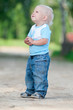 Photo: Happy little boy in the green park Happy little boy in the green park