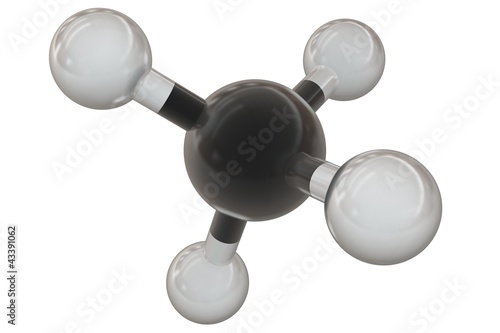Photo: Methane tetrahedral molecule isolated on white background Methane tetrahedral molecule isolated on white background