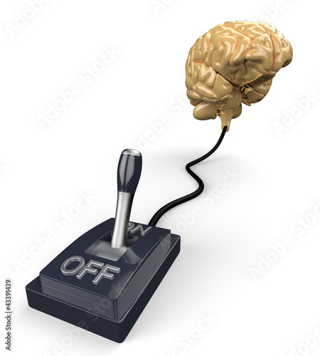 Illustration: 3D Gehirn mit Schalter - ON 3D Gehirn mit Schalter - ON