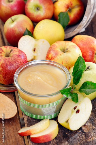 Photo: Glass jar of fresh apple sauce Glass jar of fresh apple sauce
