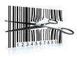 Bar code with 3d scissors that cut