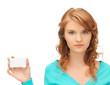 attractive student with business card