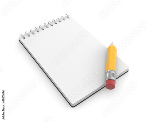 Illustration: Notepad and pencil Notepad and pencil