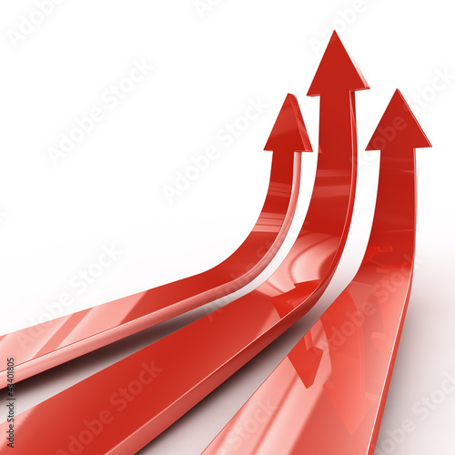 Illustration: 3D red arrows - Success concept 3D red arrows - Success concept