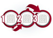 Abstract background with three bubbles steps and arrows