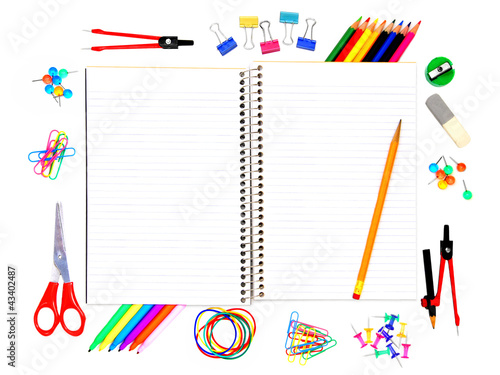 Photo: School notebook with supplies School notebook with supplies