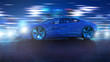 Illustration: Elektro Hybrid Sportwagen Nachts 3d Elektro Hybrid Sportwagen Nachts 3d