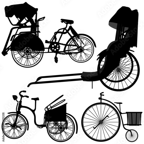 Vector: Bicycle Trishaw Transportation Vintage Antique Old Wheel Bicycle Trishaw Transportation Vintage Antique Old Wheel