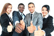 Business group with thumbs up isolated over white