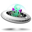 Vector: Astronave con Alieno Cartoon Spaceship with Funny Alien-Vector Astronave con Alieno Cartoon Spaceship with Funny Alien-Vector