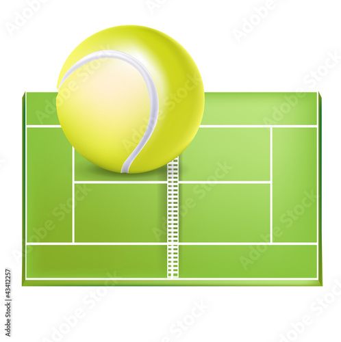 Vector: tennis field and ball tennis field and ball