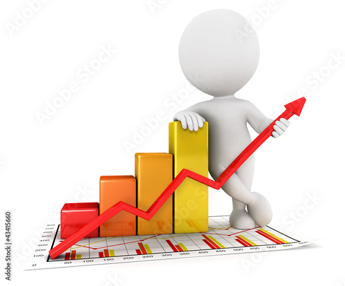 Illustration: 3d white people business statistic graph 3d white people business statistic graph