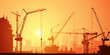 Lots of Tower Cranes on Construction Site