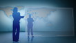 Business people silhouette with video spaces and an earth image courtesy.org