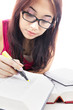 College student studying seriously