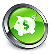 Piggy bank (dollar) icon 3D green button
