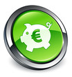 Piggy bank (euro) icon 3D green button