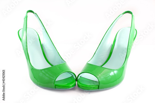 Foto: Green shoes with high heels Green shoes with high heels