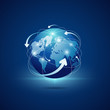 Modern globe connections network design, vector