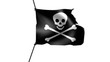 Skull and crossbones pirate flag fluttering in the wind.