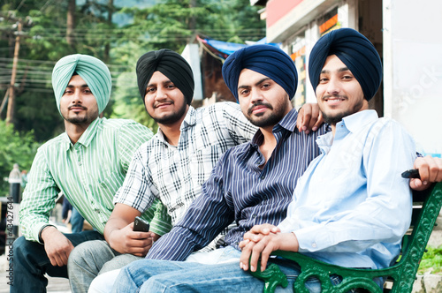 Photo: group of young indian man sikh group of young indian man sikh