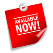 Available now vector label