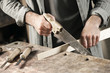 Carpenter hand's close up
