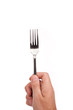Photo: Right mans hand with empty metallic fork Right mans hand with empty metallic fork