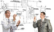 Foto: Designing engineering automation system.Teamwork Designing engineering automation system.Teamwork