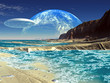 Flying Saucer Ship over Alien Shoreline